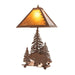 Meyda 21"High Rustic Grizzly Bear Through the Trees Table Lamp