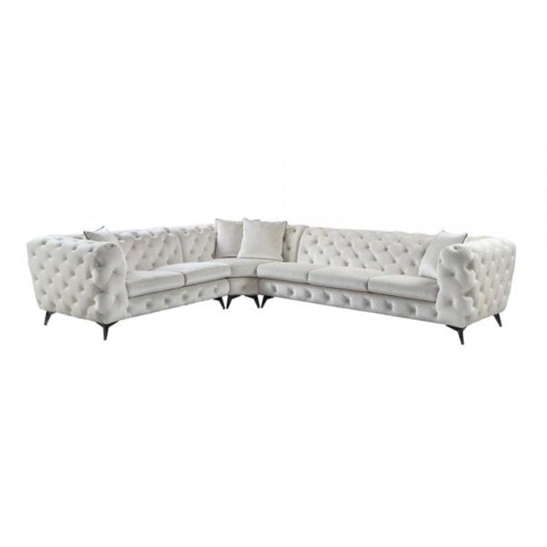 Acme Furniture Atronia Sectional Sofa - Lf Loveseat in Beige Fabric LV01160-2