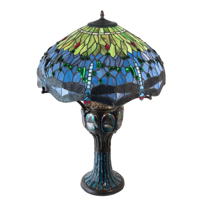 Meyda 33" High Tiffany Blue Hanginghead Dragonfly Table Lamp