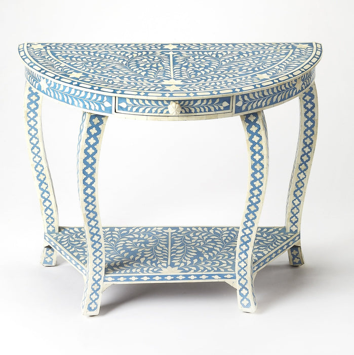 Butler Specialty Company Vivienne Bone Inlay Demilune Console Table, Sky Blue 3881319