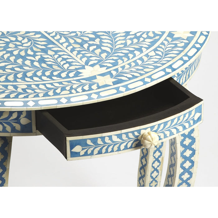 Butler Specialty Company Vivienne Bone Inlay Demilune Console Table, Sky Blue 3881319