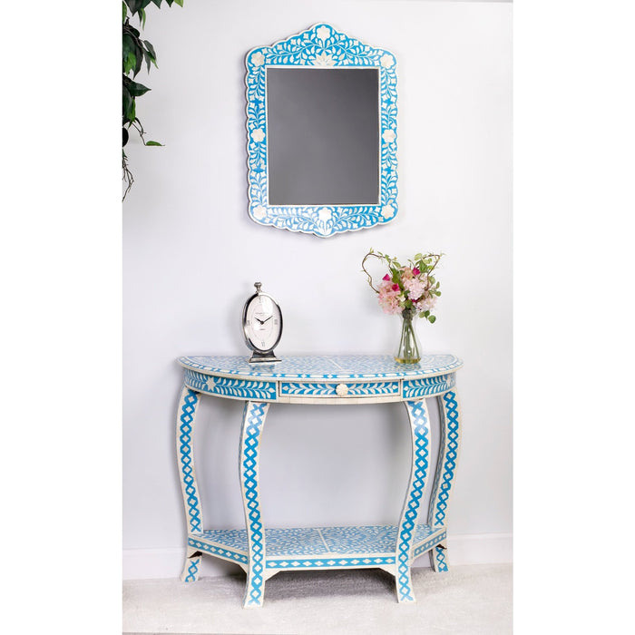 Butler Specialty Company Vivienne Bone Inlay Demilune Console Table, Sky Blue 3881319