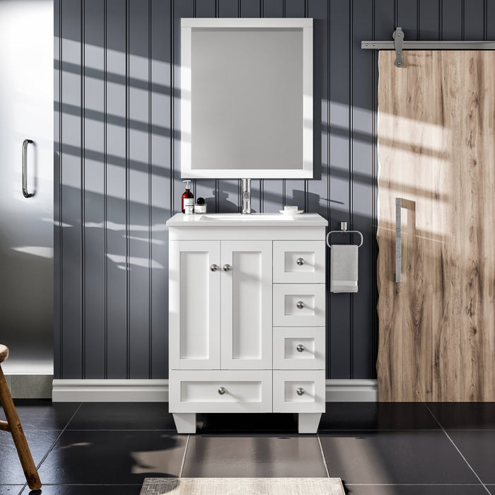 Eviva Acclaim 24" Transitional Bathroom Vanity in Gray or White Finish with White Quartz Countertop and Undermount Porcelain Sink