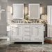 Eviva Aberdeen 60" Transitional Double Sink Bathroom Vanity in Espresso, Gray or White Finish with White Carrara Marble Countertop and Undermount Porcelain Sinks