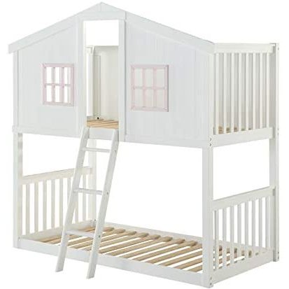 Acme Furniture Rohan Cottage Twin/Twin Bunk Bed in White & Pink Finish 37410