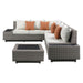 Acme Furniture Salena Patio Sectional Sofa With 4 Pillows & Coffee Table in Beige Fabric & Gray Wicker 45020
