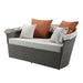 Acme Furniture Salena Patio Canopy Sofa With 4 Pillows & Ottoman in Beige Fabric & Gray Wicker 45025