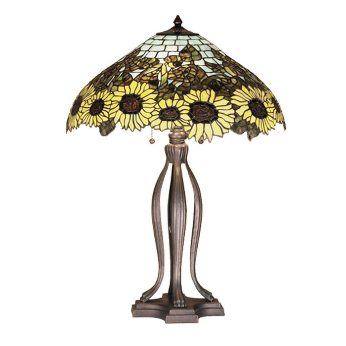 Meyda 30" Tiffany Country Brown Wild Sunflower Table Lamp