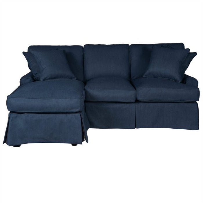 Sunset Trading Horizon Slipcovered Sleeper Sofa with Reversible Chaise| Stain Resistant Performance Fabric | Navy SU-117678-391049