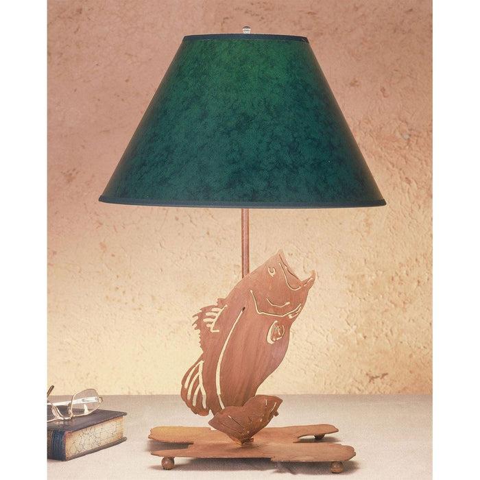 Meyda 21.5"H Leaping Bass Faux Leather Shade Table Lamp