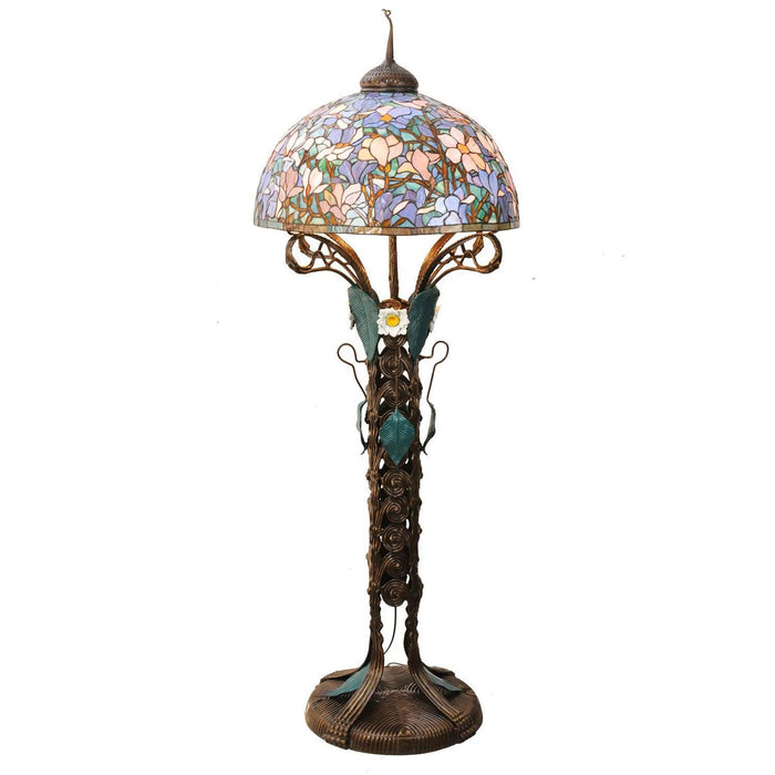 Meyda 73"H Tiffany Magnolia Nouveau Floral Floor Lamp