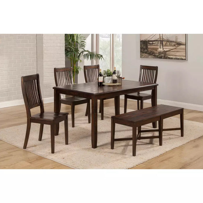 Alpine Furniture Rustica 6 Piece Dining Set, Dark Espresso 4122