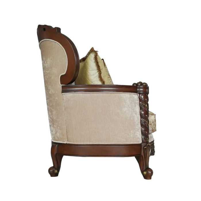 Acme Furniture Devayne Sofa Back in Pattern Fabric & Dark Walnut Finish LV01582-1