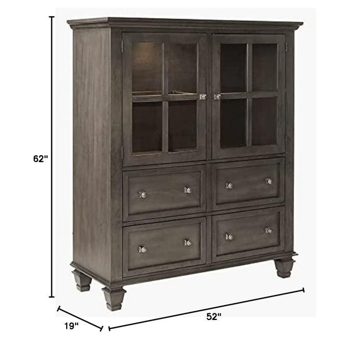 Sunset Trading Shades of Gray Lighted China Cabinet | Four Large Drawers DLU-EL-DS