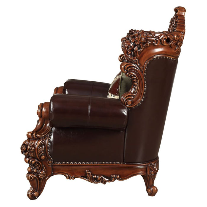 Acme Furniture Forsythia Chair in Espresso Top Grain Leather Match & Walnut Finish 53072