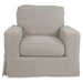 Sunset Trading Americana Box Cushion Slipcovered Chair and Ottoman in Light Gray SU-108520-30-220591