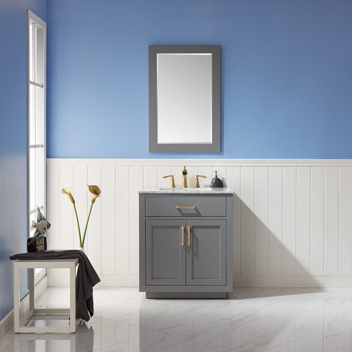 Altair Design Ivy 30"" Single Bathroom Vanity Set in Gray and Carrara White Marble Countertop