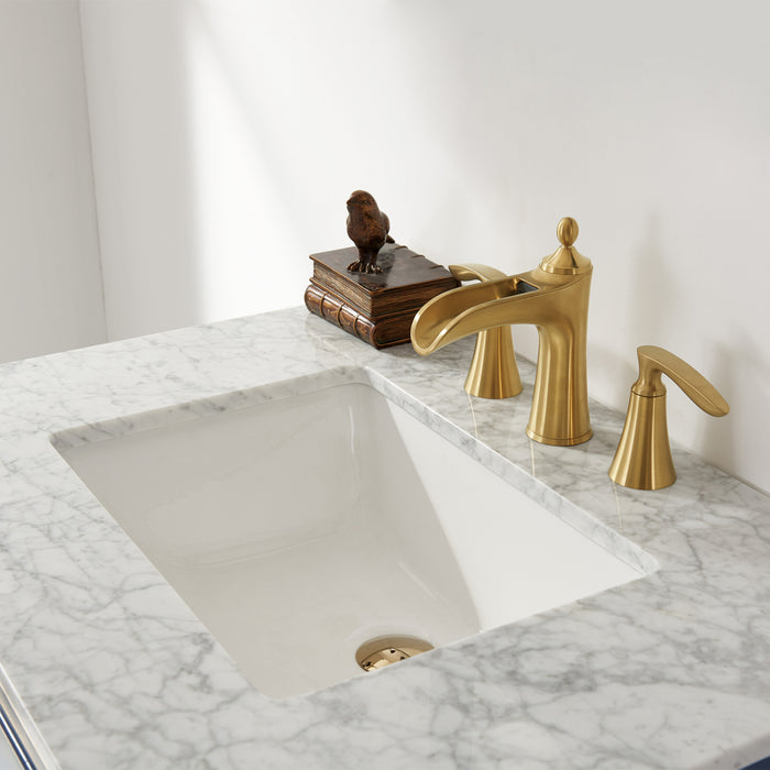 Altair Design Ivy 30"" Single Bathroom Vanity Set in Royal Blue and Carrara White Marble Countertop