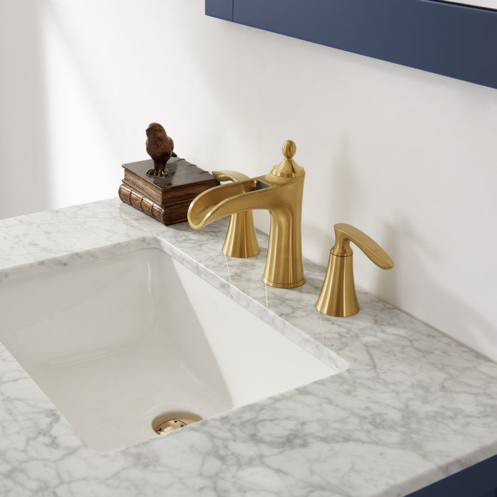 Altair Design Ivy 30"" Single Bathroom Vanity Set in Royal Blue and Carrara White Marble Countertop
