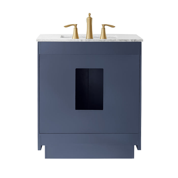 Altair Design Ivy 30"" Single Bathroom Vanity Set in Royal Blue and Carrara White Marble Countertop