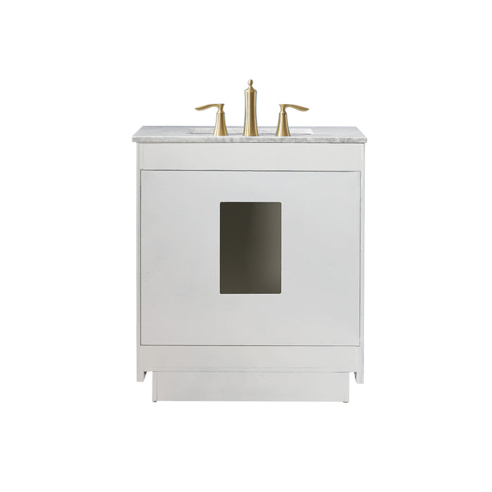 Altair Design Ivy 30"" Single Bathroom Vanity Set in White and Carrara White Marble Countertop