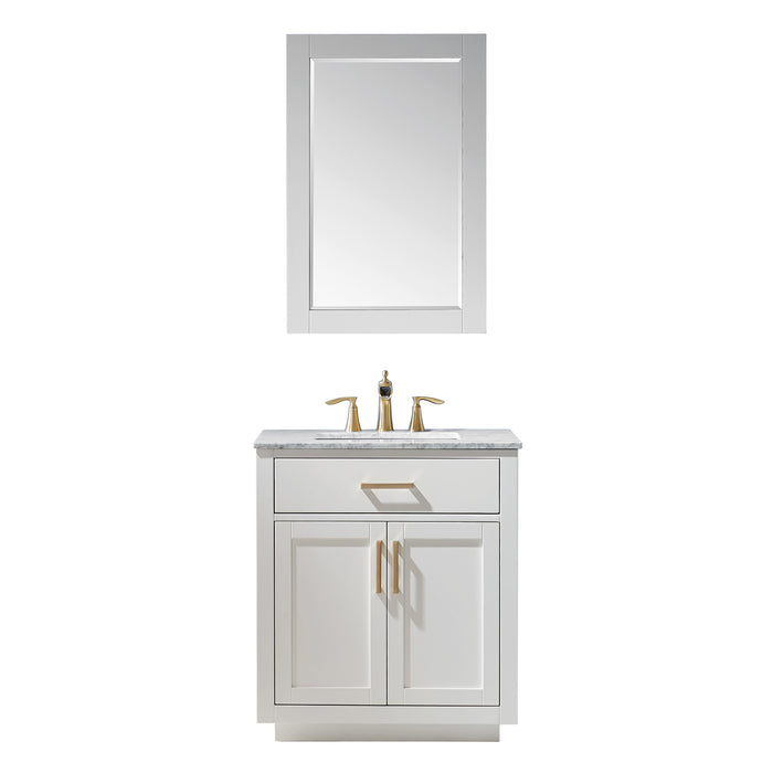 Altair Design Ivy 30"" Single Bathroom Vanity Set in White and Carrara White Marble Countertop