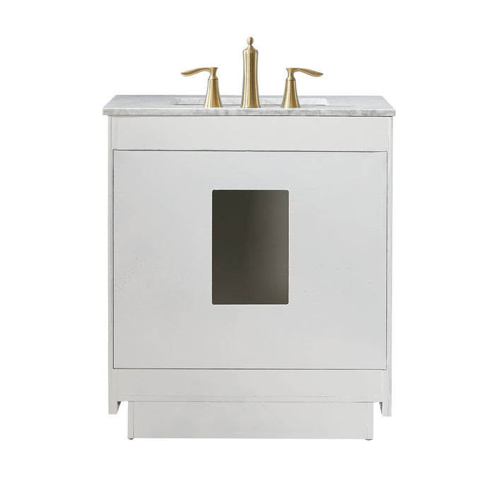 Altair Design Ivy 30"" Single Bathroom Vanity Set in White and Carrara White Marble Countertop