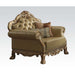 Acme Furniture Dresden Chair W/2 Pillows in Bone PU & Gold Patina Finish 53162