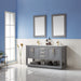 Altair Design Remi 60"" Double Bathroom Vanity Set in Gray and Carrara White Marble Countertop