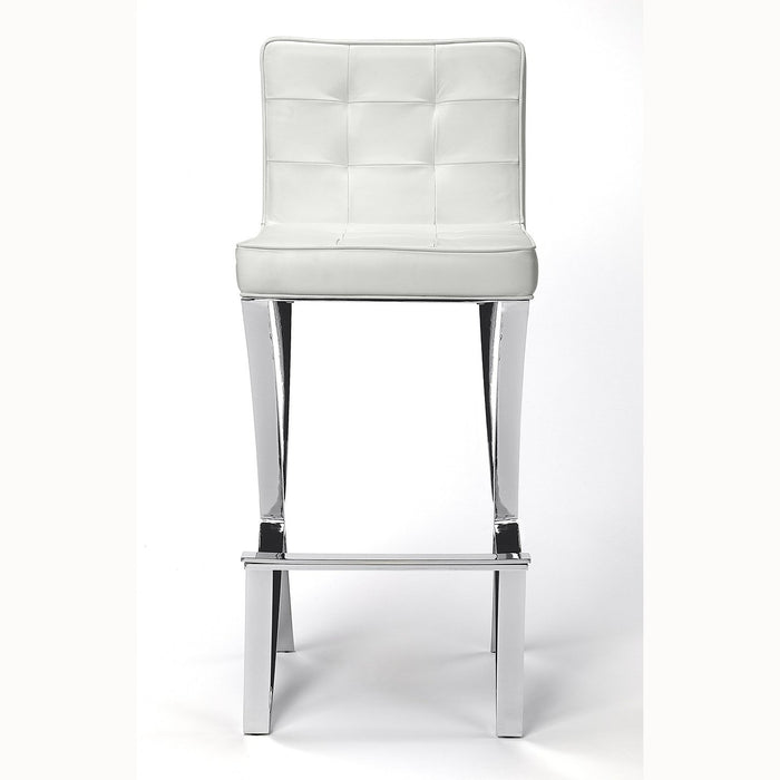 Butler Specialty Company Darcy Chrome Plated Faux Leather 28.5"" Bar Stool, White 5325411