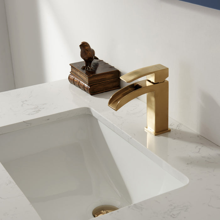 Altair Design Jackson 36"" Single Bathroom Vanity Set in Royal Blue and Aosta White Composite Stone Countertop