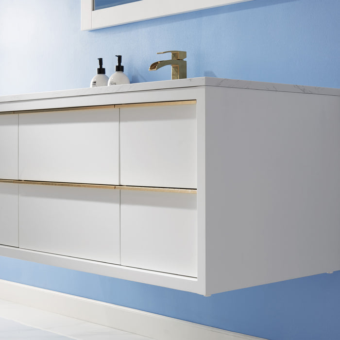 Altair Design Morgan 48"" Single Bathroom Vanity Set in White and Aosta White Composite Stone Countertop
