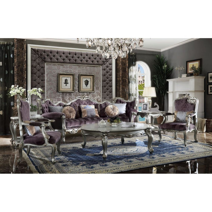 Acme Furniture Picardy Sofa W/8 Pillows in Velvet & Antique Platinum Finish 53465