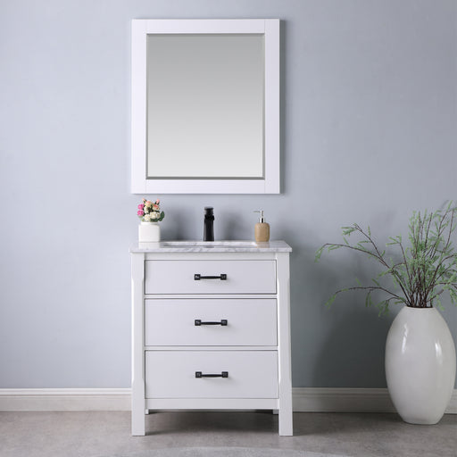 Altair Design Maribella 30"" Single Bathroom Vanity Set in White and Carrara White Marble Countertop