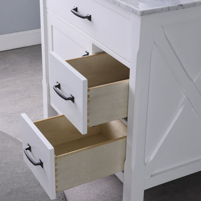 Altair Design Maribella 36"" Single Bathroom Vanity Set in White and Carrara White Marble Countertop