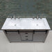 Altair Design Kinsley 60"" Double Bathroom Vanity Set in Gray and Carrara White Marble Countertop