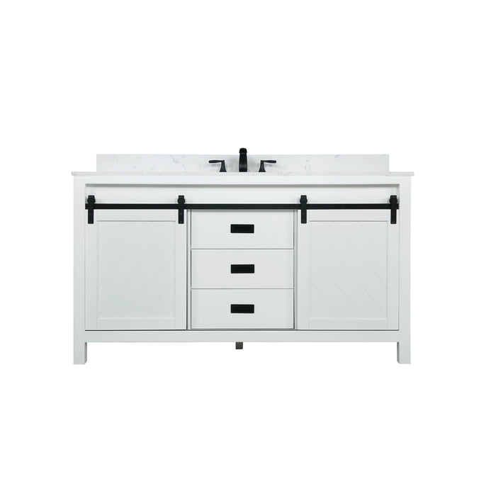 Altair Design Kinsley 60"" Single Bathroom Vanity Set in White and Carrara White Marble Countertop
