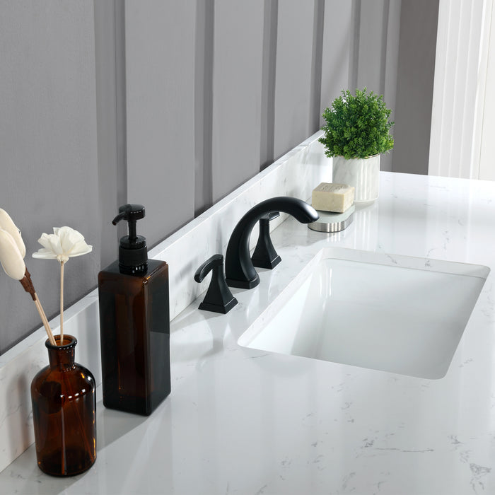 Altair Design Kinsley 60"" Single Bathroom Vanity Set in White and Carrara White Marble Countertop