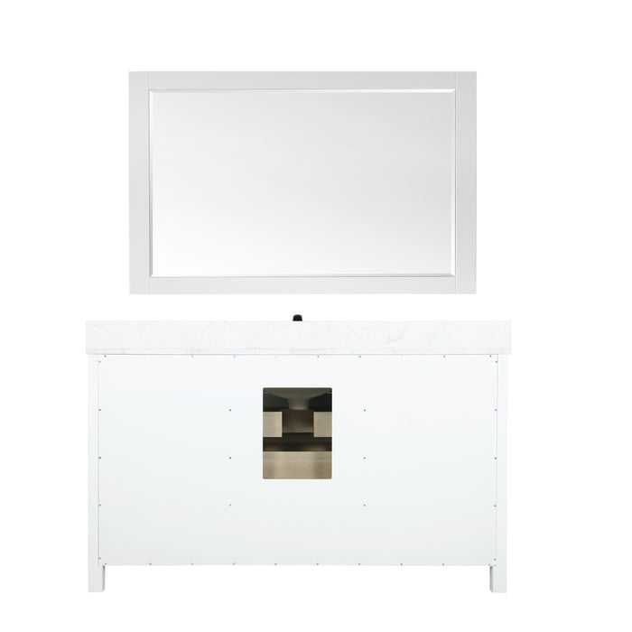 Altair Design Kinsley 60"" Single Bathroom Vanity Set in White and Carrara White Marble Countertop