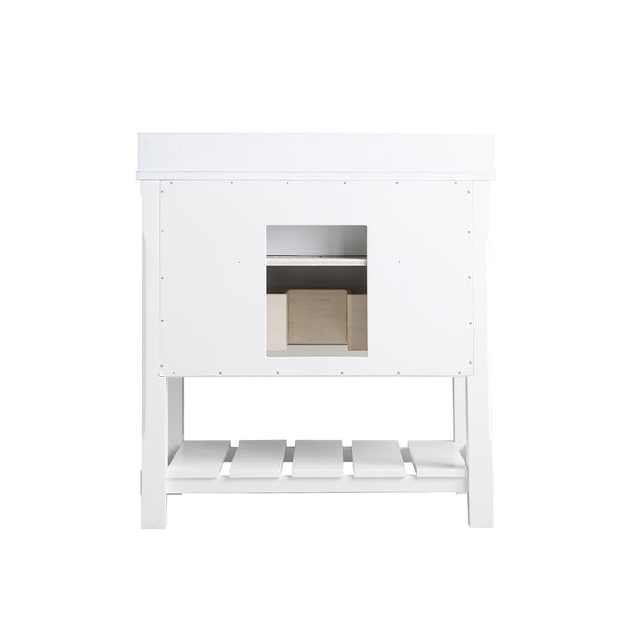 Altair Design Georgia 36"" Single Bathroom Vanity Set in White and Aosta White Composite Stone Top with White Farmhouse Basin