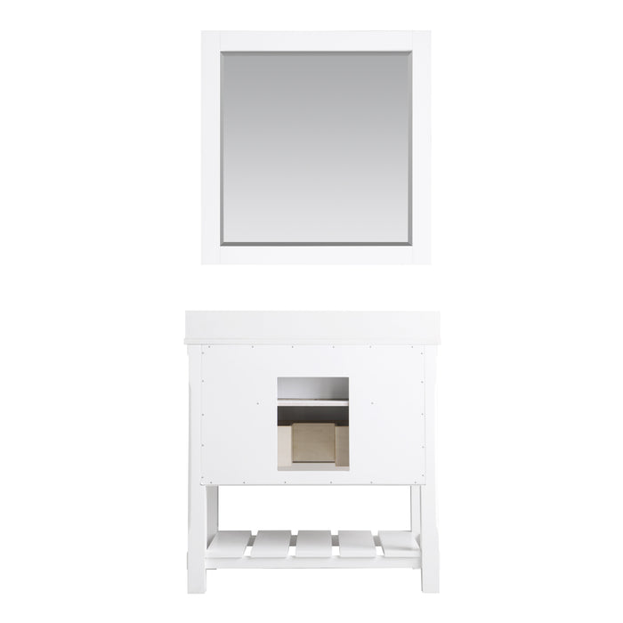 Altair Design Georgia 36"" Single Bathroom Vanity Set in White and Aosta White Composite Stone Top with White Farmhouse Basin