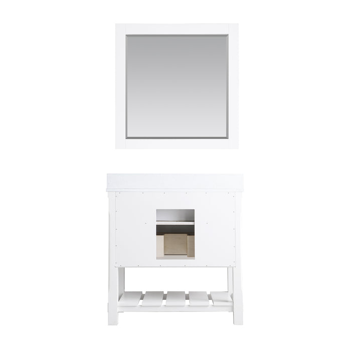 Altair Design Georgia 36"" Single Bathroom Vanity Set in White and Aosta White Composite Stone Top with White Farmhouse Basin