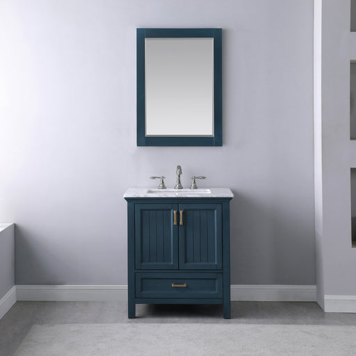 Altair Design Isla 30"" Single Bathroom Vanity Set in Classic Blue and Carrara White Marble Countertop