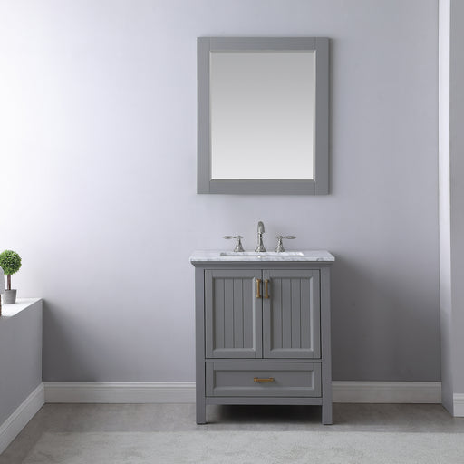 Altair Design Isla 30"" Single Bathroom Vanity Set in Gray and Carrara White Marble Countertop