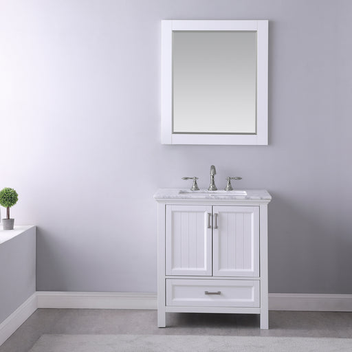 Altair Design Isla 30"" Single Bathroom Vanity Set in White and Carrara White Marble Countertop