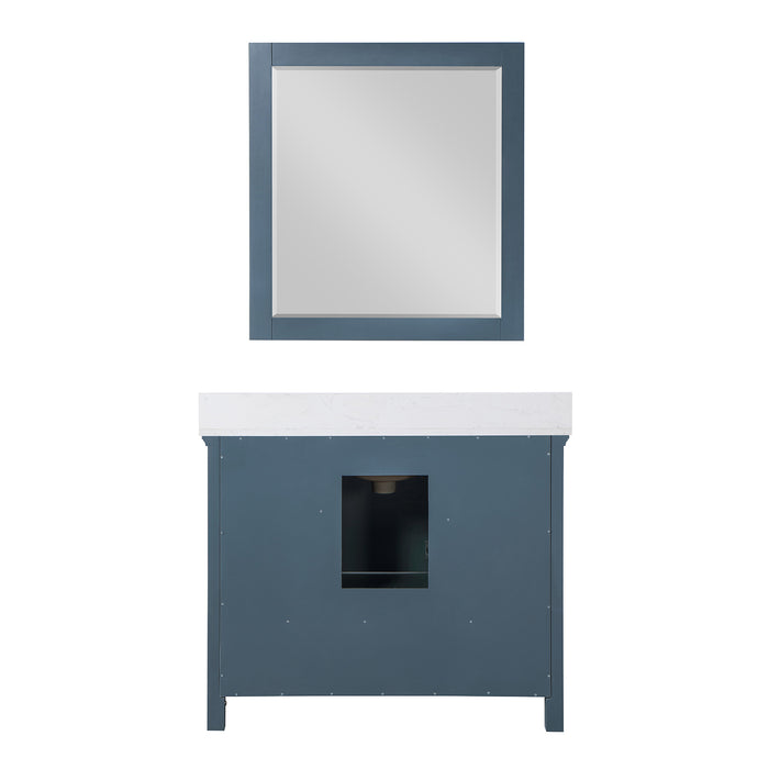 Altair Design Isla 42"" Single Bathroom Vanity Set in Classic Blue and Aosta White Composite Stone Countertop