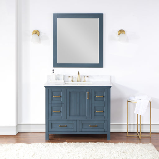 Altair Design Isla 42"" Single Bathroom Vanity Set in Classic Blue and Aosta White Composite Stone Countertop