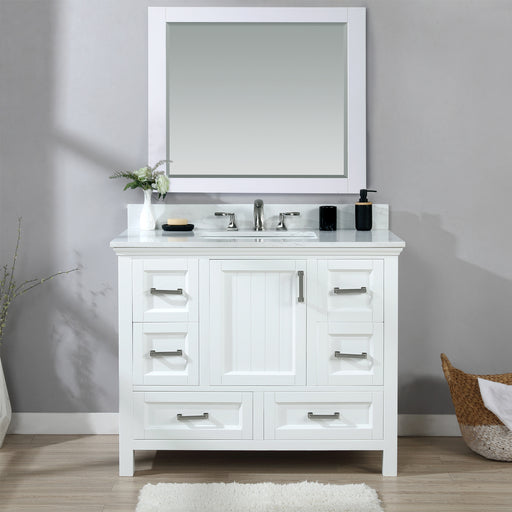 Altair Design Isla 42"" Single Bathroom Vanity Set in White and Aosta White Composite Stone Countertop