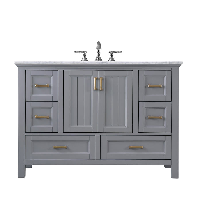 Altair Design Isla 48"" Single Bathroom Vanity Set in Gray and Carrara White Marble Countertop