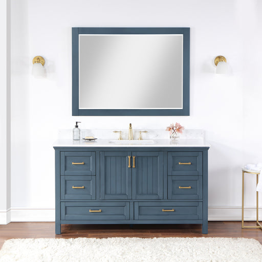 Altair Design Isla 60"" Single Bathroom Vanity Set in Classic Blue and Aosta White Composite Stone Countertop